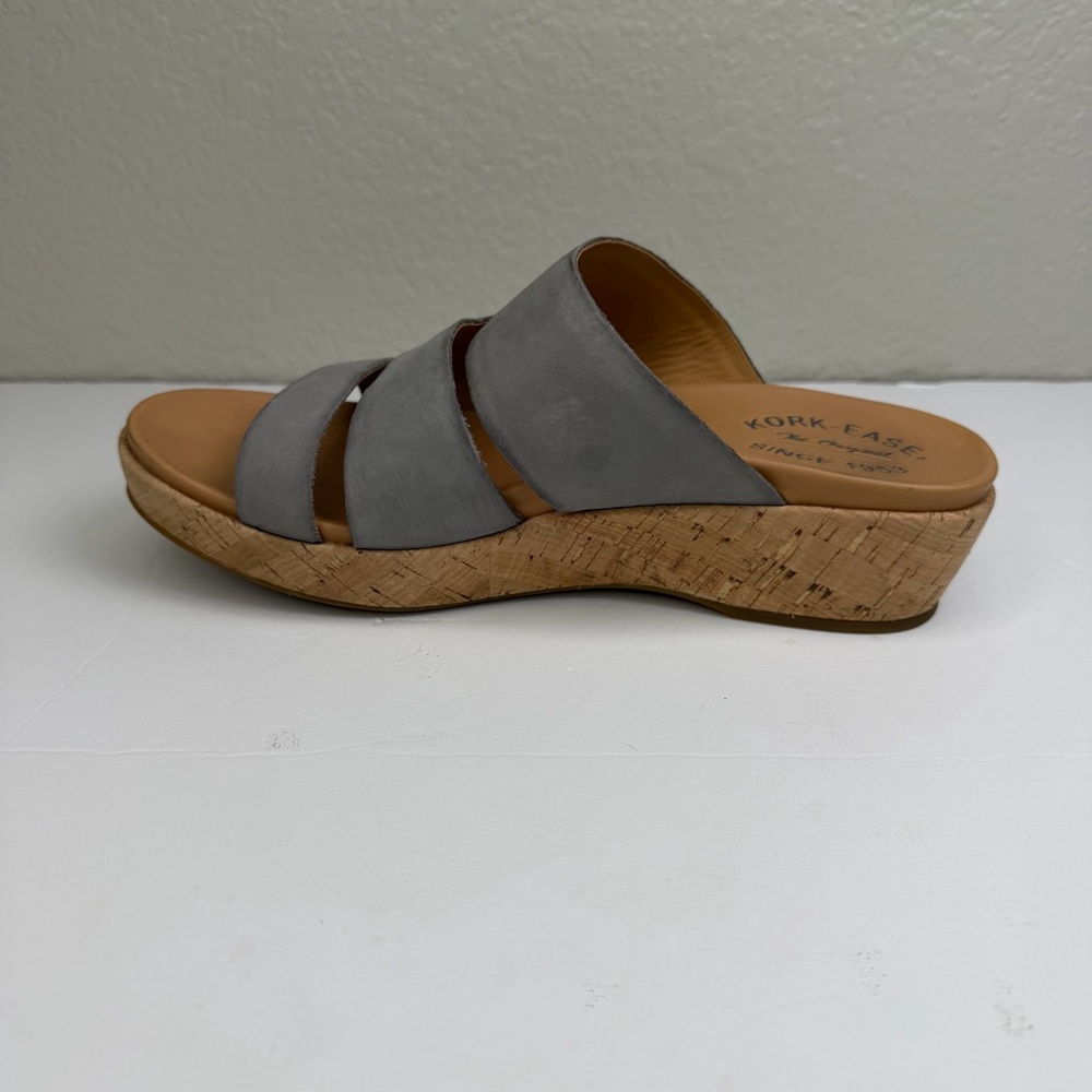 Kork-Ease Women’s Menzie Triple Strap Slip-On Leather Cork Wedge Sandals Size 8 - Picture 9 of 11